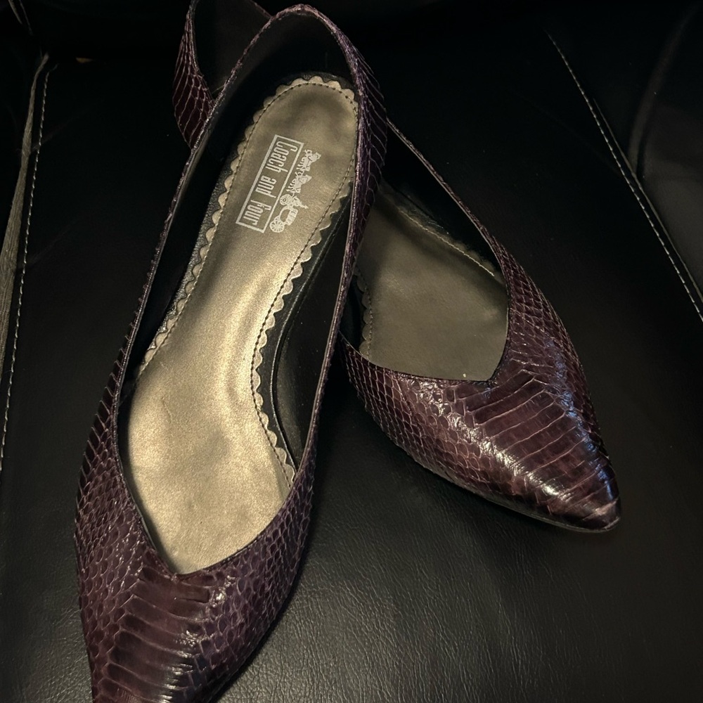 Coach and Four Purple‎ Snakeskin Flats